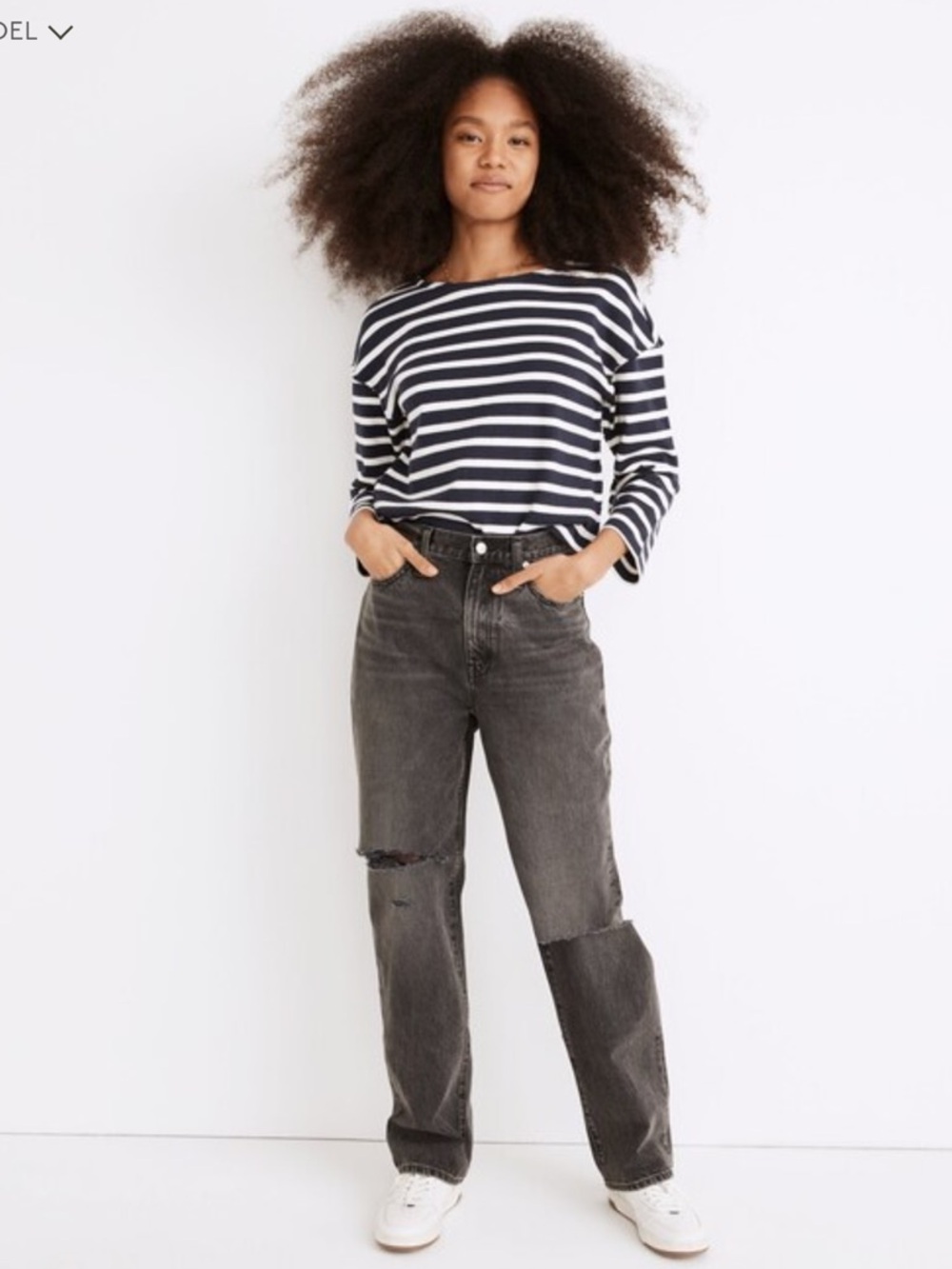Madewell Baggy Straight Jeans in Cavell Wash: Ripped Edition size 24